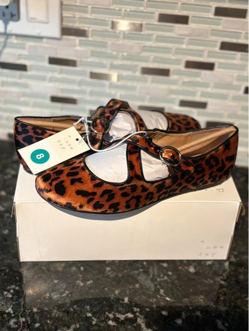Womens size 8 Cheetah A New Day Mary Jane Flats New